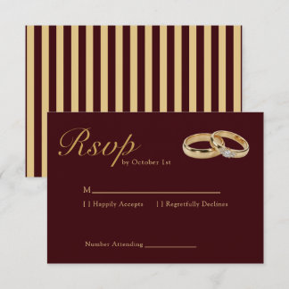 Cartons Réponse Classic Stripes Luxury Burgundy Gold Ring Wedding 