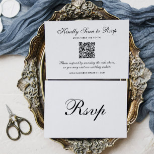 Cartons Réponse Classique Formel Noir et Blanc   Mariage Code QR