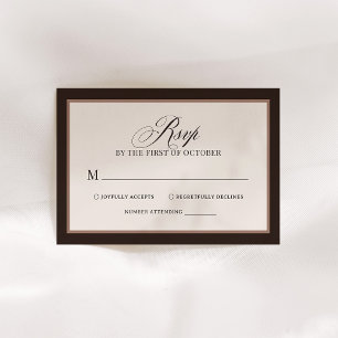 Cartons Réponse Classique Luxe   Élégant Mariage Brun Neutre