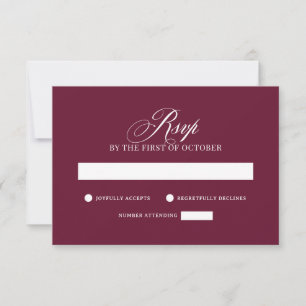 Cartons Réponse Classique Luxe   Élégant mariage rouge bordeaux