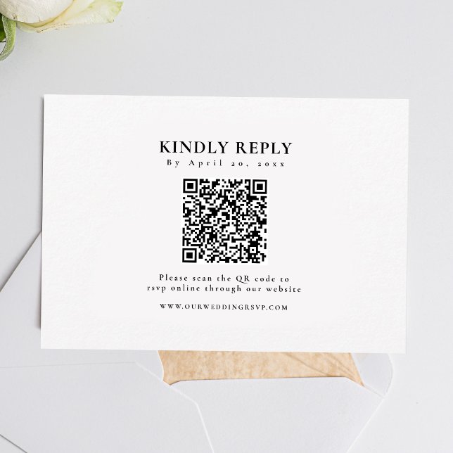 Cartons Réponse Classique Noir et Blanc Formal Elégant (Simplify wedding RSVPs with our QR code feature, ensuring easy and hassle-free responses.)