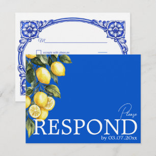 Cartons Réponse 💙🍋Classique simple QR Azul & Limone Romance