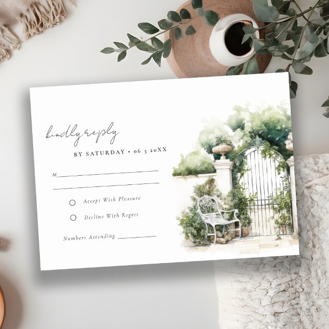 Cartons Réponse Classy French Garden Paysage Mariage Détails (Créateur téléchargé)