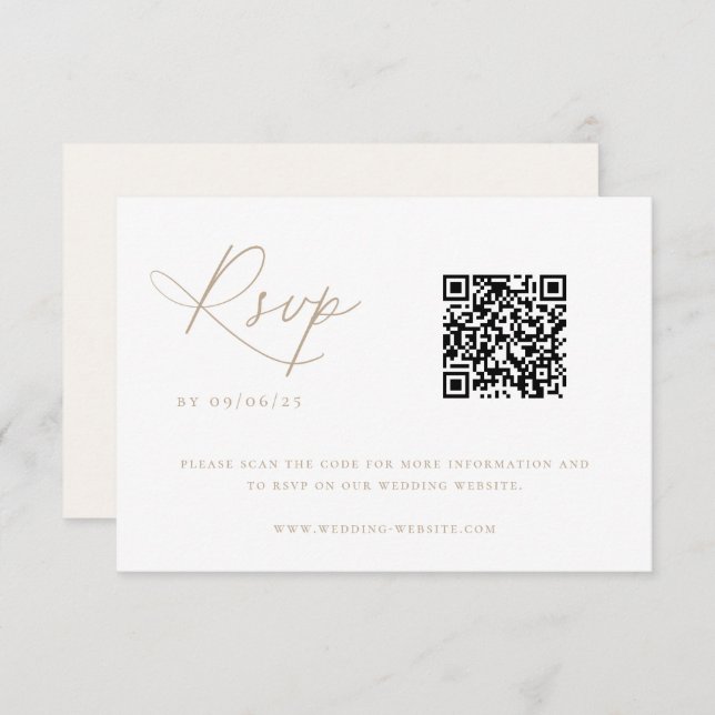 Cartons Réponse Code QR Chic Mariage côtier contemporain (Devant / Derrière)