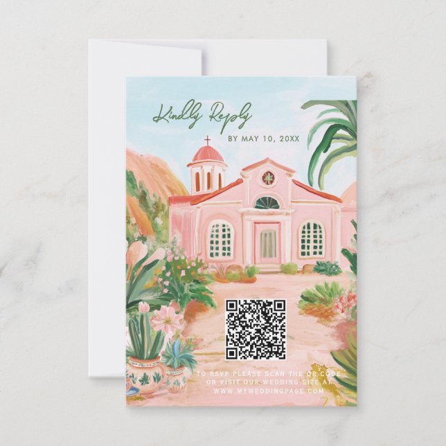 Cartons Réponse Code QR de destination rose Mexique (Devant)