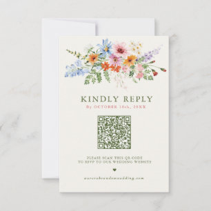 Cartons Réponse Code QR de jardin de prairie printanière de fleurs