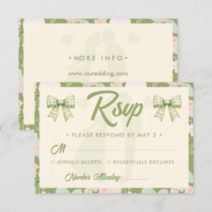 Cartons Réponse Code QR de mariage à ruban gingham vert Wildflower
