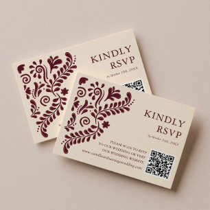 Cartons Réponse Code QR de mariage bourguignon mexicain