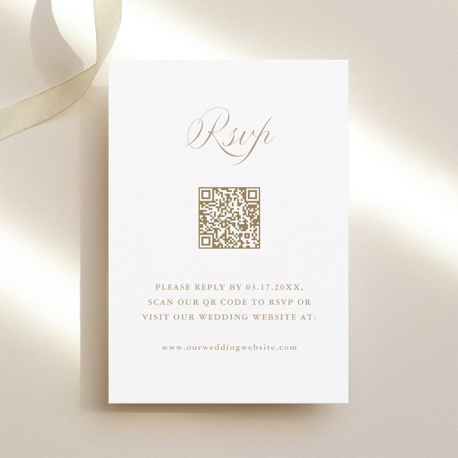 Cartons Réponse Code QR de mariage calligraphié stylé sable (Créateur téléchargé)