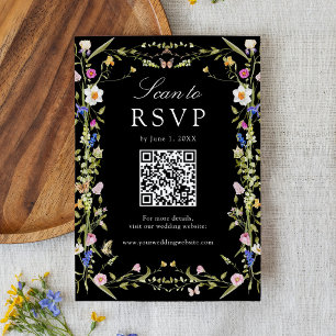 Cartons Réponse Code QR de mariage champ de fleurs sauvages coloré