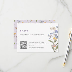 Cartons Réponse Code QR de mariage de pré de fleurs sauvages de pr