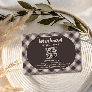Cartons Réponse Code QR de mariage décontracté à carreaux marron R