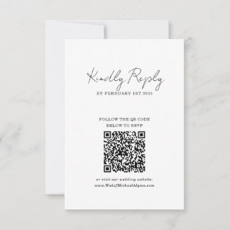 Cartons Réponse Code QR de mariage élégant à l'écriture manuscrite