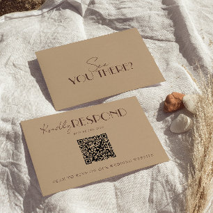 Cartons Réponse Code QR de mariage élégant beige chaud à l'ancienn
