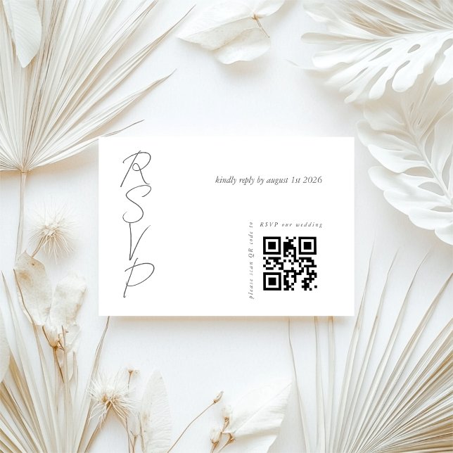 Cartons Réponse Code QR de mariage élégant blanc (Créateur téléchargé)