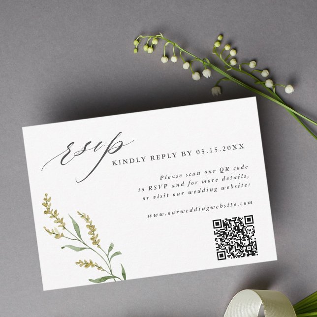 Cartons Réponse Code QR de mariage élégant fleur sauvage (Créateur téléchargé)