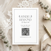 Code QR de mariage élégant floral vintage