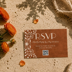 Cartons Réponse code QR de mariage floral mexicain