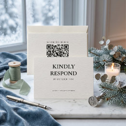Cartons Réponse Code QR de mariage hivernal minimaliste éditorial