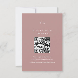 Cartons Réponse Code QR de mariage rose poudré de type élégant