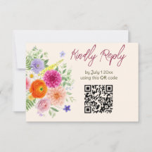 Code QR de site web de mariage avec fleurs de jard