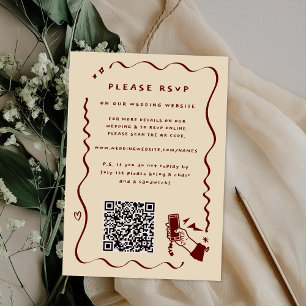 Cartons Réponse Code QR de site Web de mariage Doodle Rétro Fant