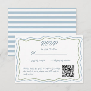 Cartons Réponse Code QR de site Web de mariage ondulé vert bleu de