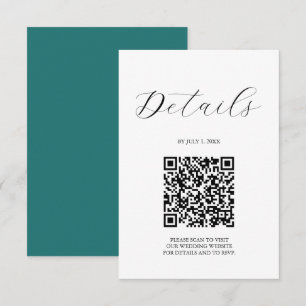 Cartons Réponse Code QR Détails de Mariage Vert
