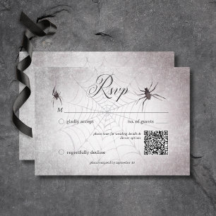 Cartons Réponse Code QR d'Halloween gothique rustique noir et bord