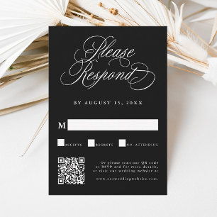 Cartons Réponse Code QR du Mariage de calligraphie romantique noir