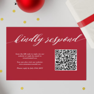 Cartons Réponse Code QR du Mariage de Noël rouge