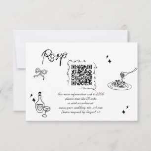 Cartons Réponse Code QR du Mariage de script de gribouillages tend
