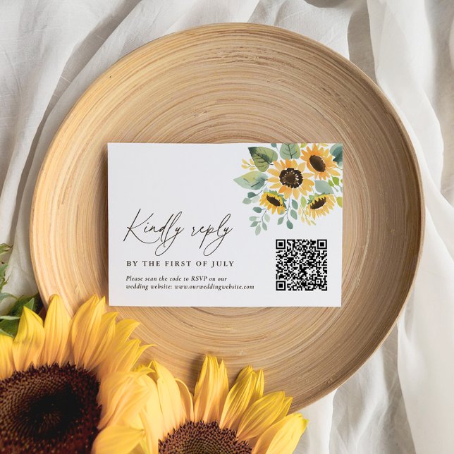 Cartons Réponse Code QR du Mariage de tournesol russe (Créateur téléchargé)