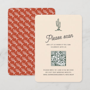 Cartons Réponse Code QR du Mariage du désert du Saguaro rouge rétr