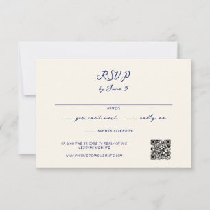 Cartons Réponse Code QR du Mariage manuscrit Whimsical bleu