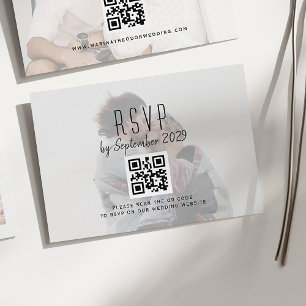 Cartons Réponse Code QR du Mariage photo noir et blanc