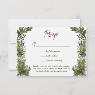 Cartons Réponse Code QR du site Web de mariage de verdure boisée r