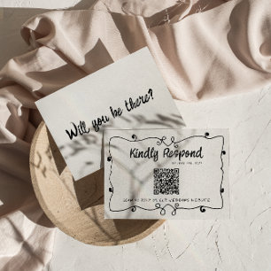 Cartons Réponse Code QR écrit à la main Cadre rétro Mariage modern