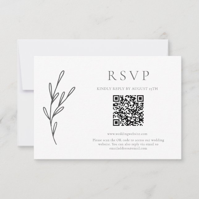 Cartons Réponse Code QR élégant Mariage classique monochrome (Devant)