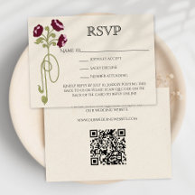 Code QR Fleurs Rose Bourgogne Art Nouveau Vintage