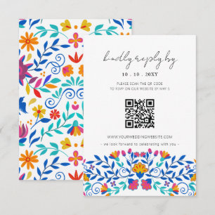 Cartons Réponse Code QR Mariage floral mexicain vibrant