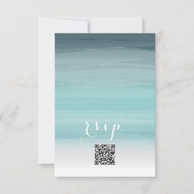 Cartons Réponse Code QR Mariage Ombré turquoise (Devant)