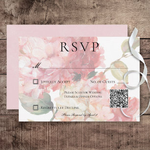 Cartons Réponse Code QR Mariage rose moderne