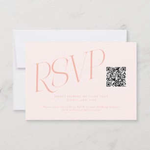 Cartons Réponse Code QR Mariage Typographie Moderne Abricot