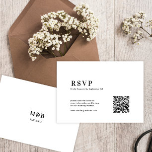 Cartons Réponse Code QR Mariage Typographie Moderne Minimaliste Gr