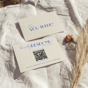 Cartons Réponse Code QR moderne bleu rétro français Mariage Whimsi