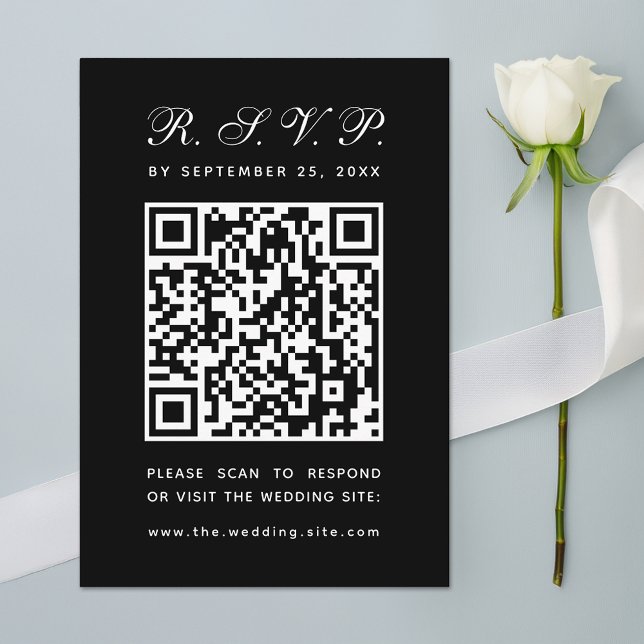 Cartons Réponse Code QR noir et blanc Mariage de calligraphie simp (Créateur téléchargé)