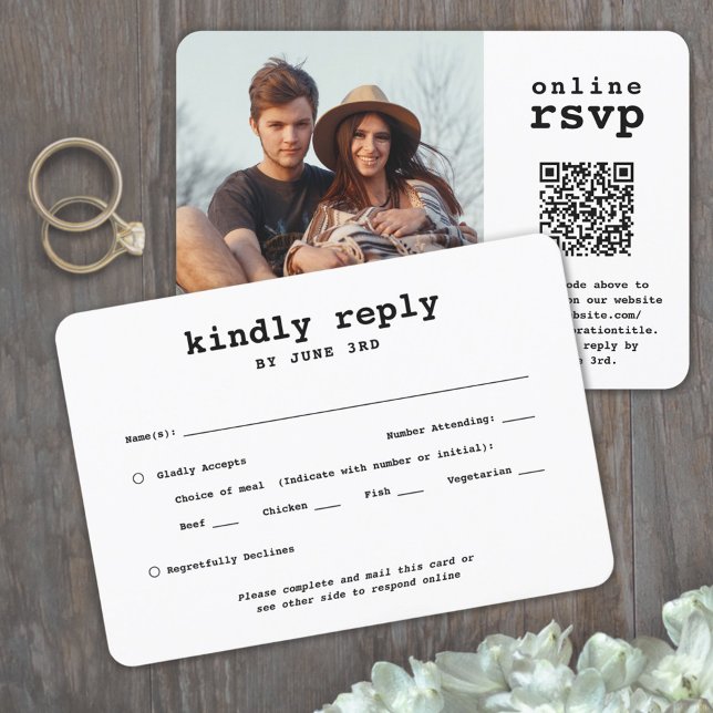 Cartons Réponse Code QR & Options de repas Mariage Photo Machine à (Créateur téléchargé)