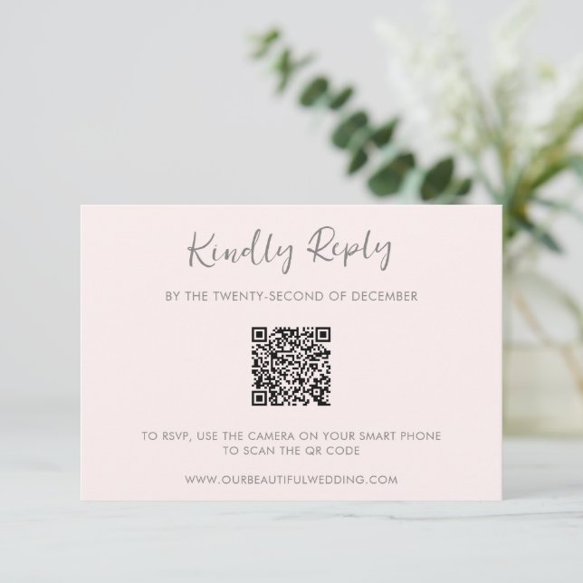 Cartons Réponse Code QR rose moderne Mariage simple (Debout devant)