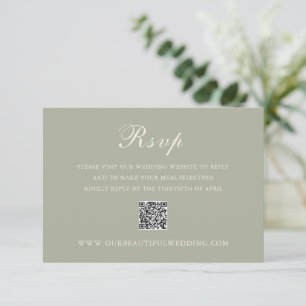 Cartons Réponse Code QR Vert Muet Classique Mariage Élégant